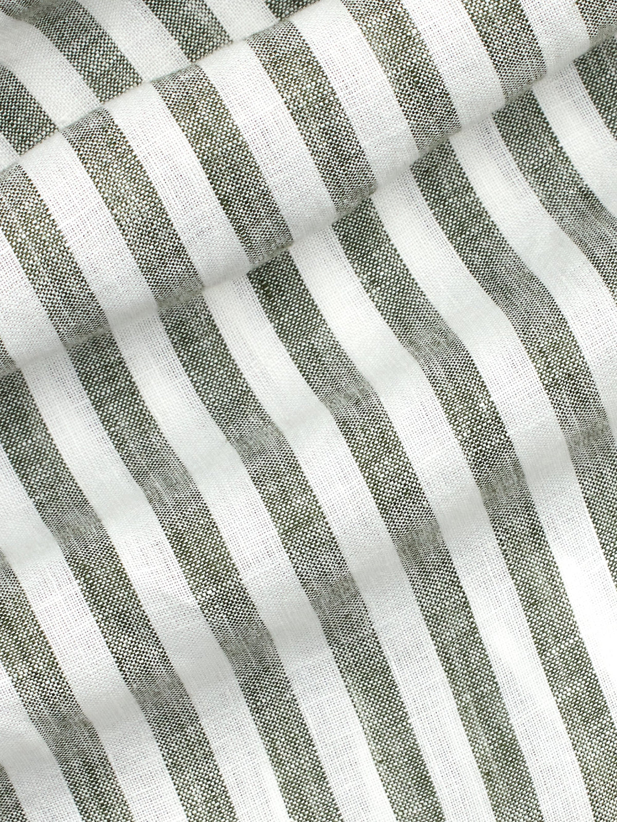 2026 New Arrival Camicia in Lino a Righe Larghe Custom Fit Verde/Bianco