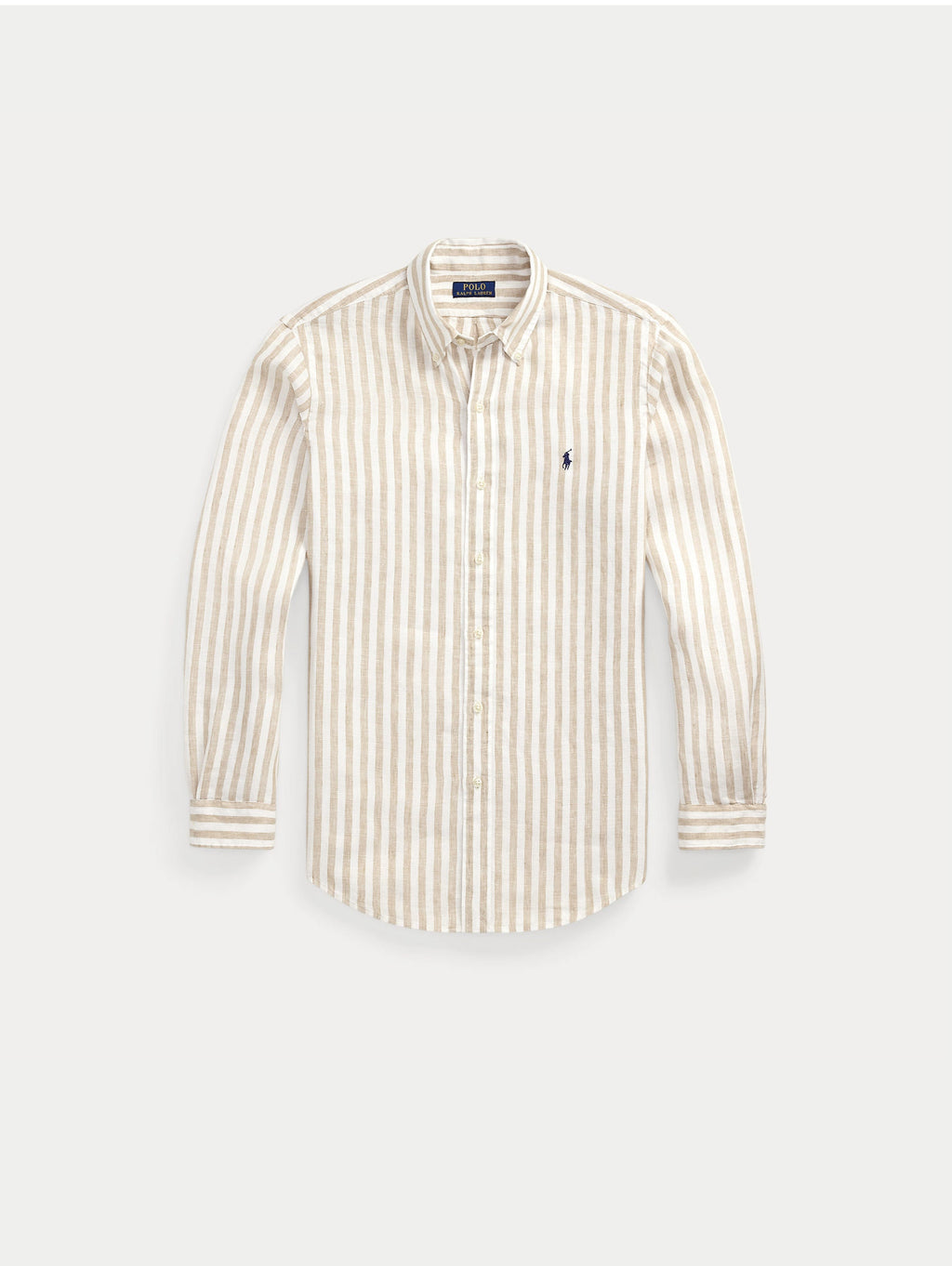 2026 New Arrival Camicia in Lino a Righe Larghe Custom Fit Beige/Bianco