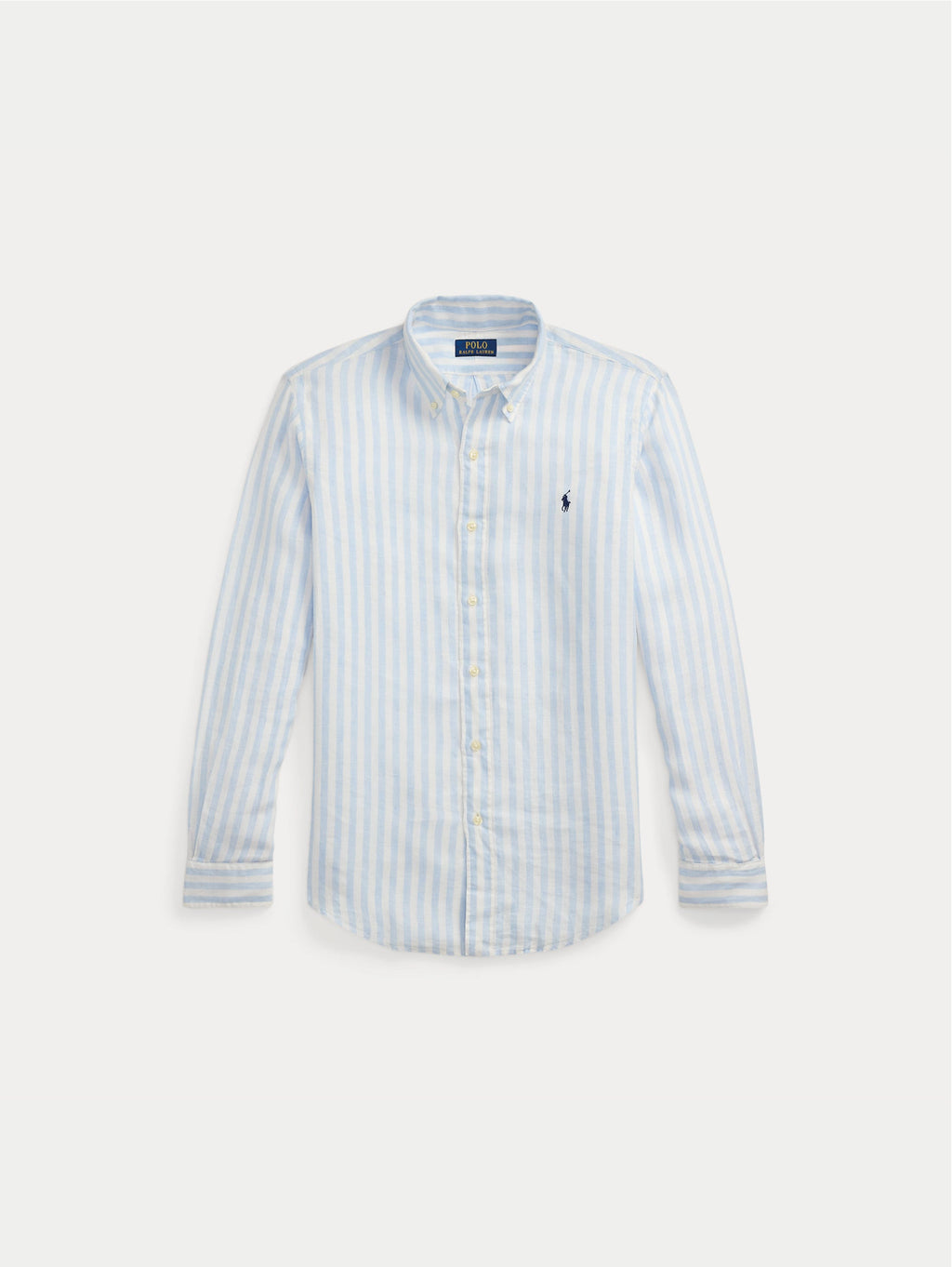2026 New Arrival Camicia in Lino a Righe Larghe Custom Fit Celeste/Bianco