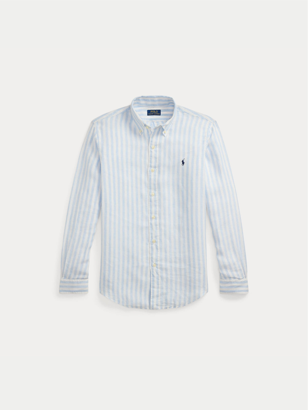 2026 New Arrival Camicia in Lino a Righe Larghe Custom Fit Celeste/Bianco