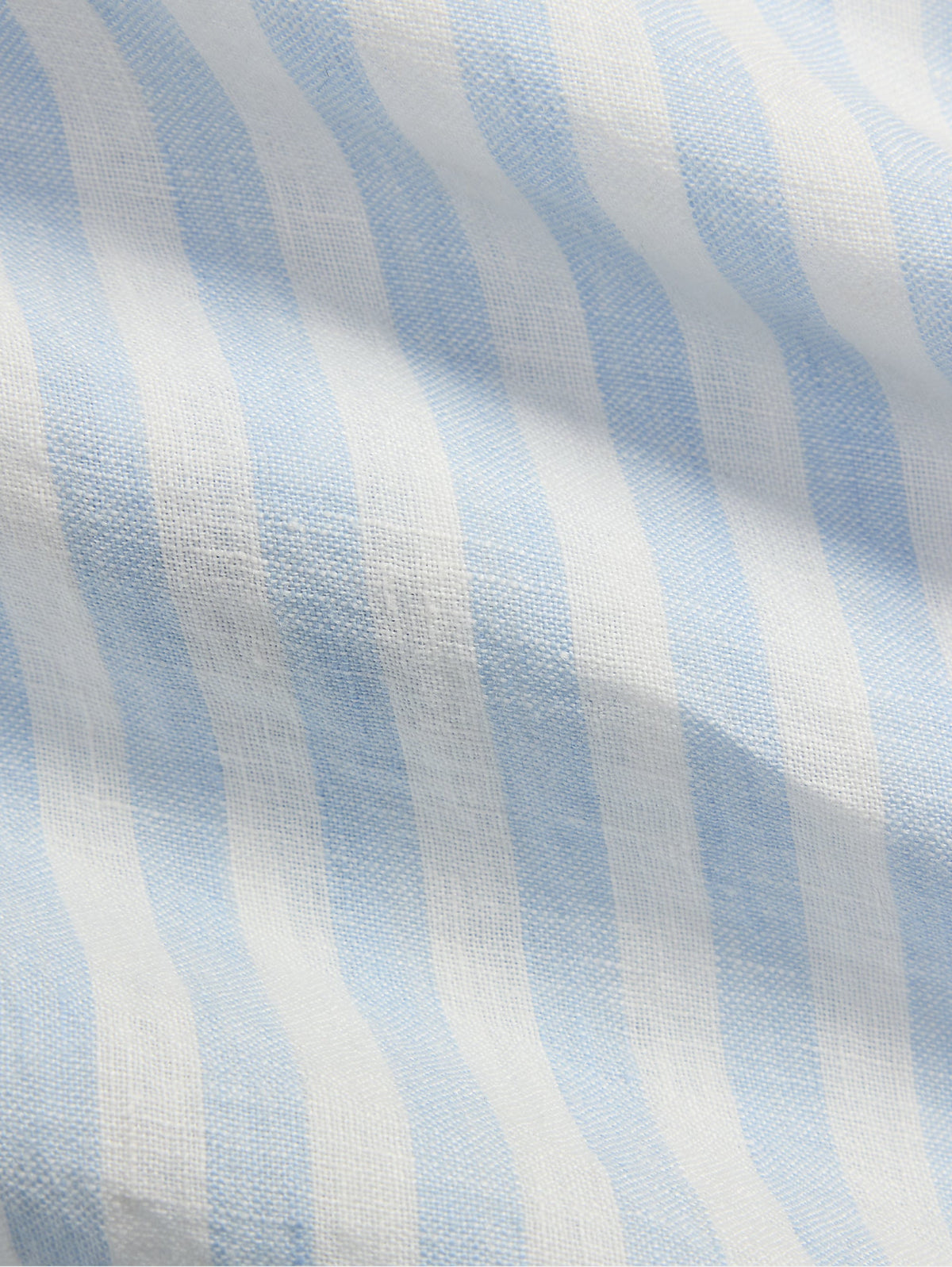 2026 New Arrival Camicia in Lino a Righe Larghe Custom Fit Celeste/Bianco