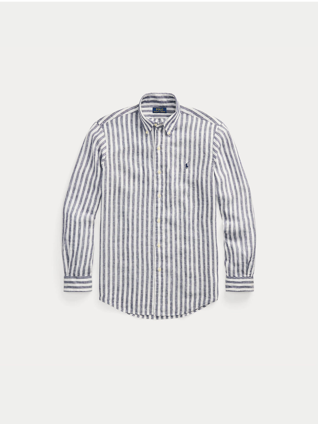 2026 New Arrival Camicia in Lino a Righe Larghe Custom Fit Blu/Bianco