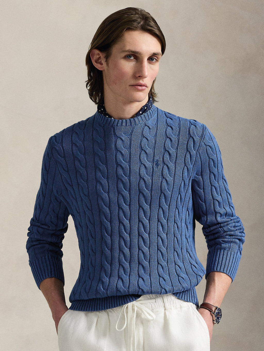 2026 New Arrival Maglia a Trecce Tinto in Capo Blu