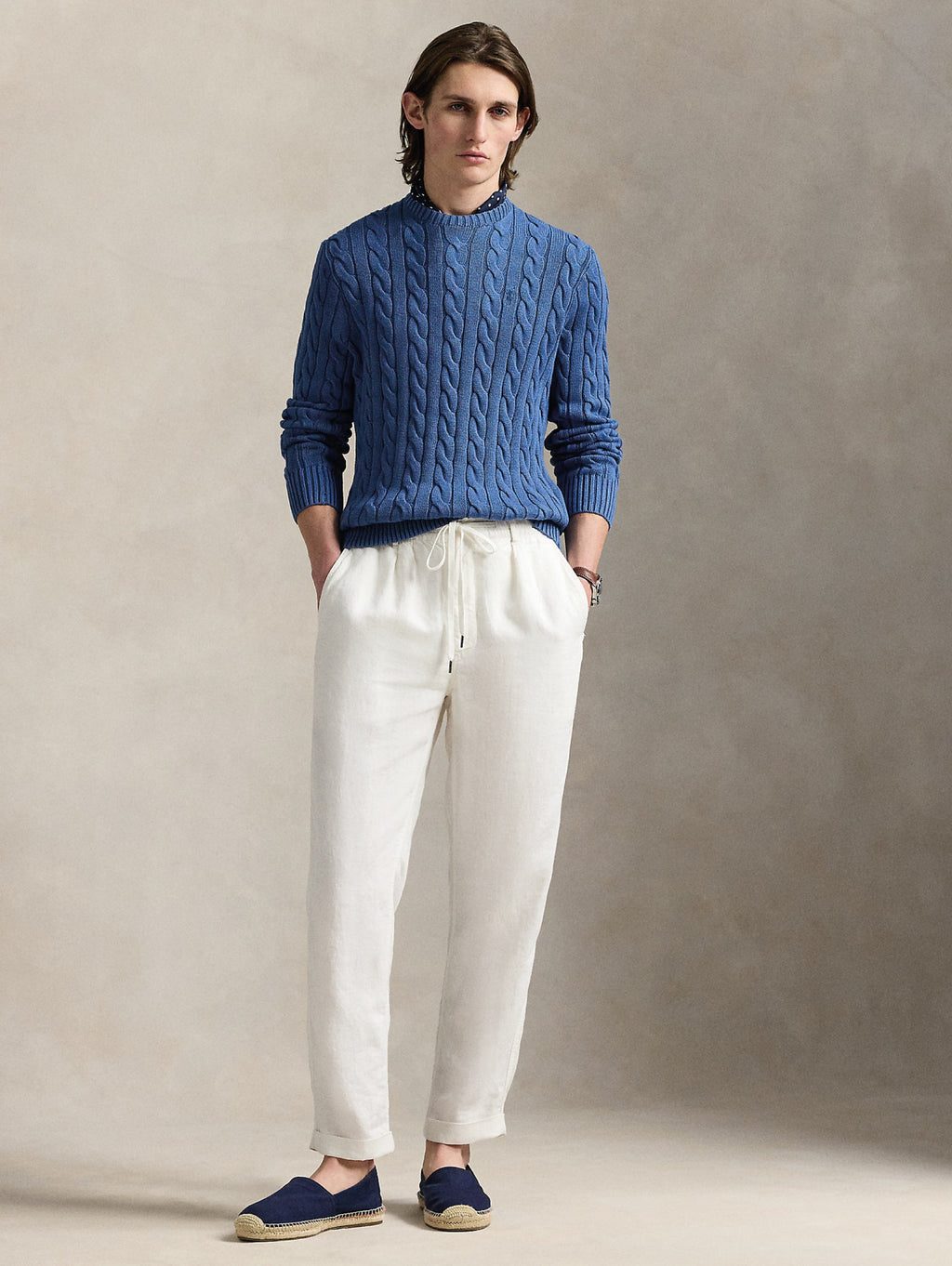 2026 New Arrival Maglia a Trecce Tinto in Capo Blu