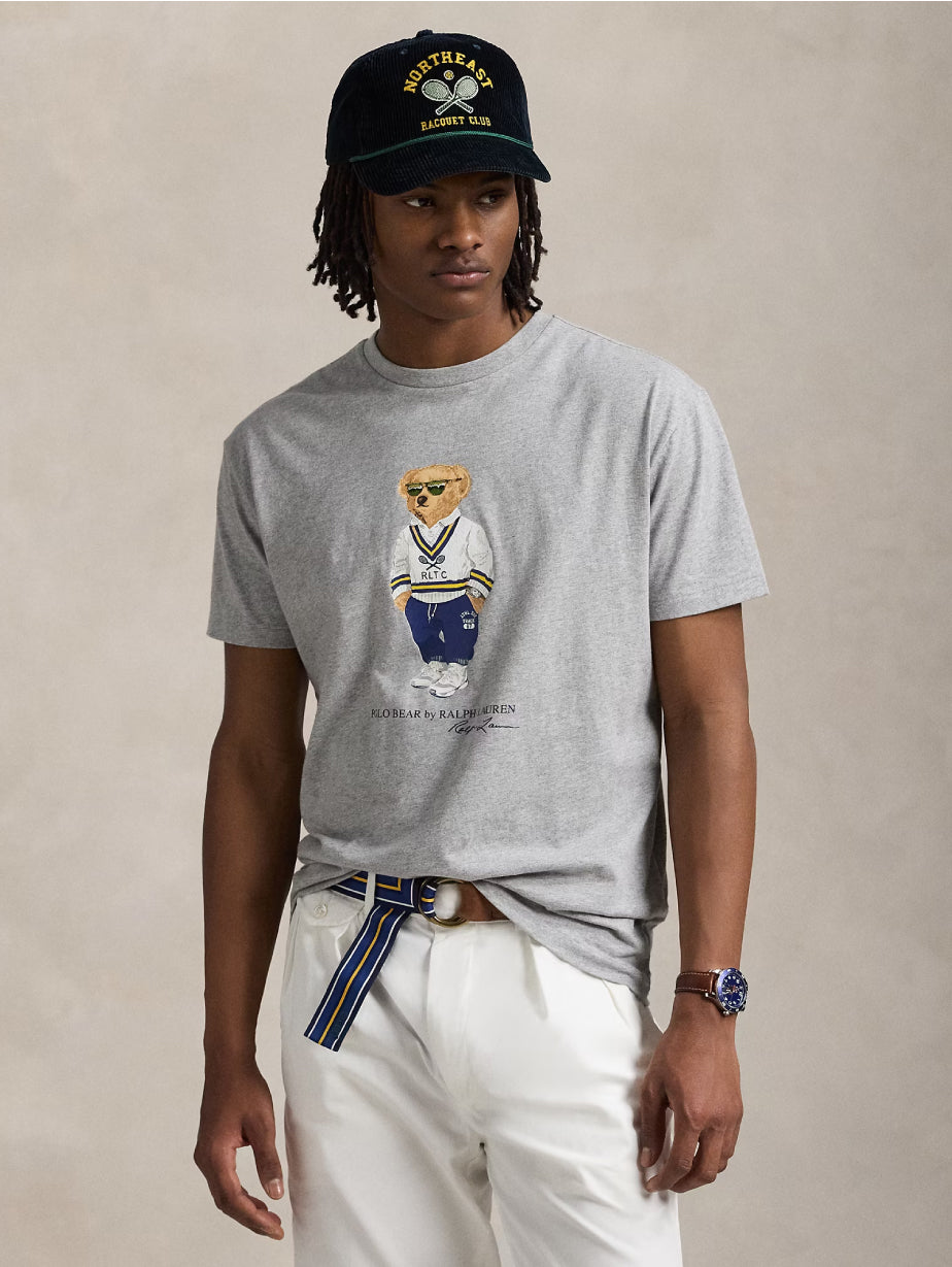 2026 New Arrival T-shirt con Stampa Polo Bear Grigio