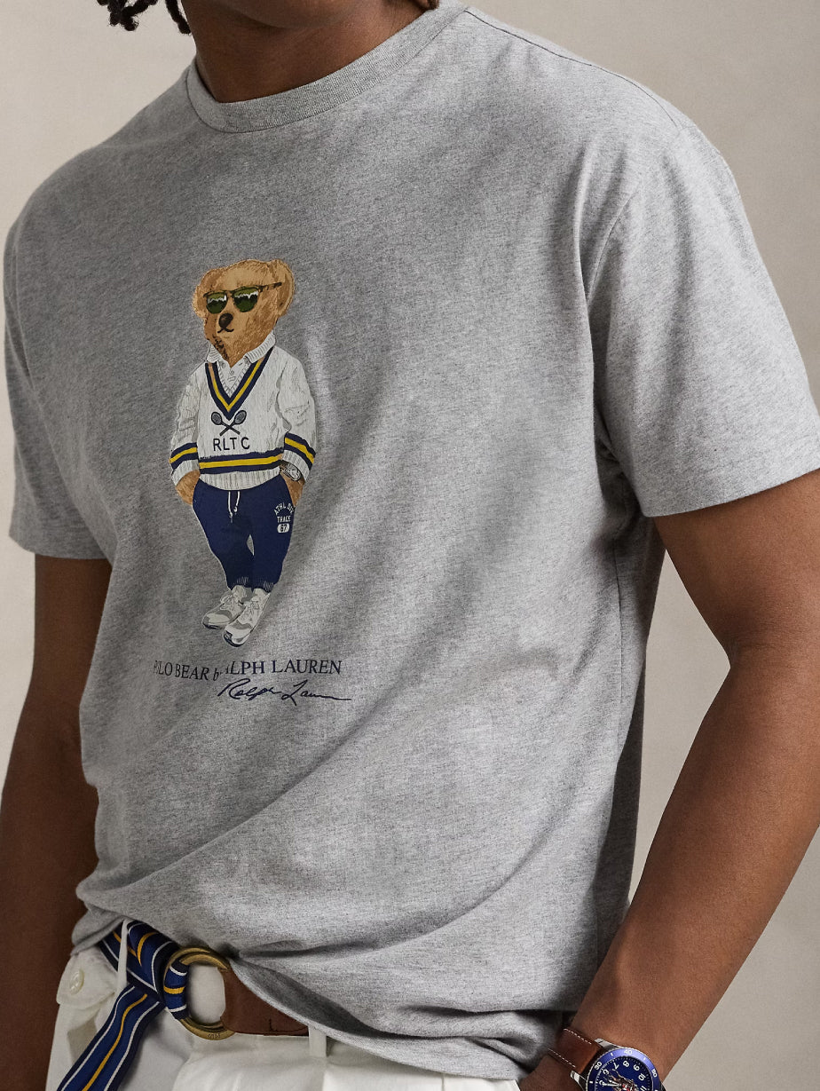 2026 New Arrival T-shirt con Stampa Polo Bear Grigio