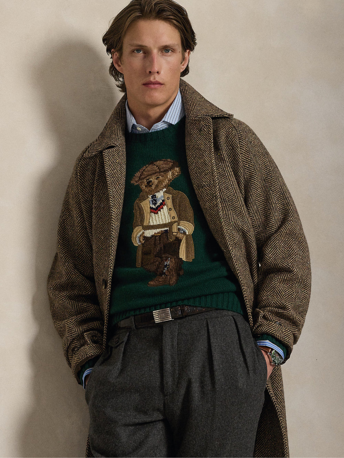 2026 New Arrival Maglione Girocollo con Ricamo Polo Bear Verde