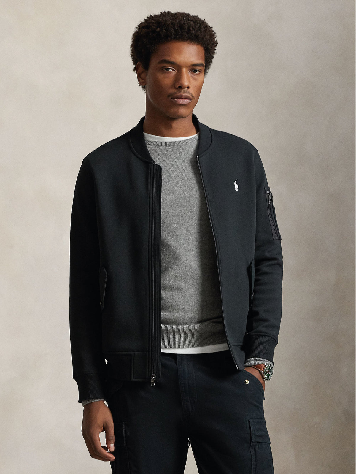 2026 New Arrival Bomber in Felpa Doppia Nero