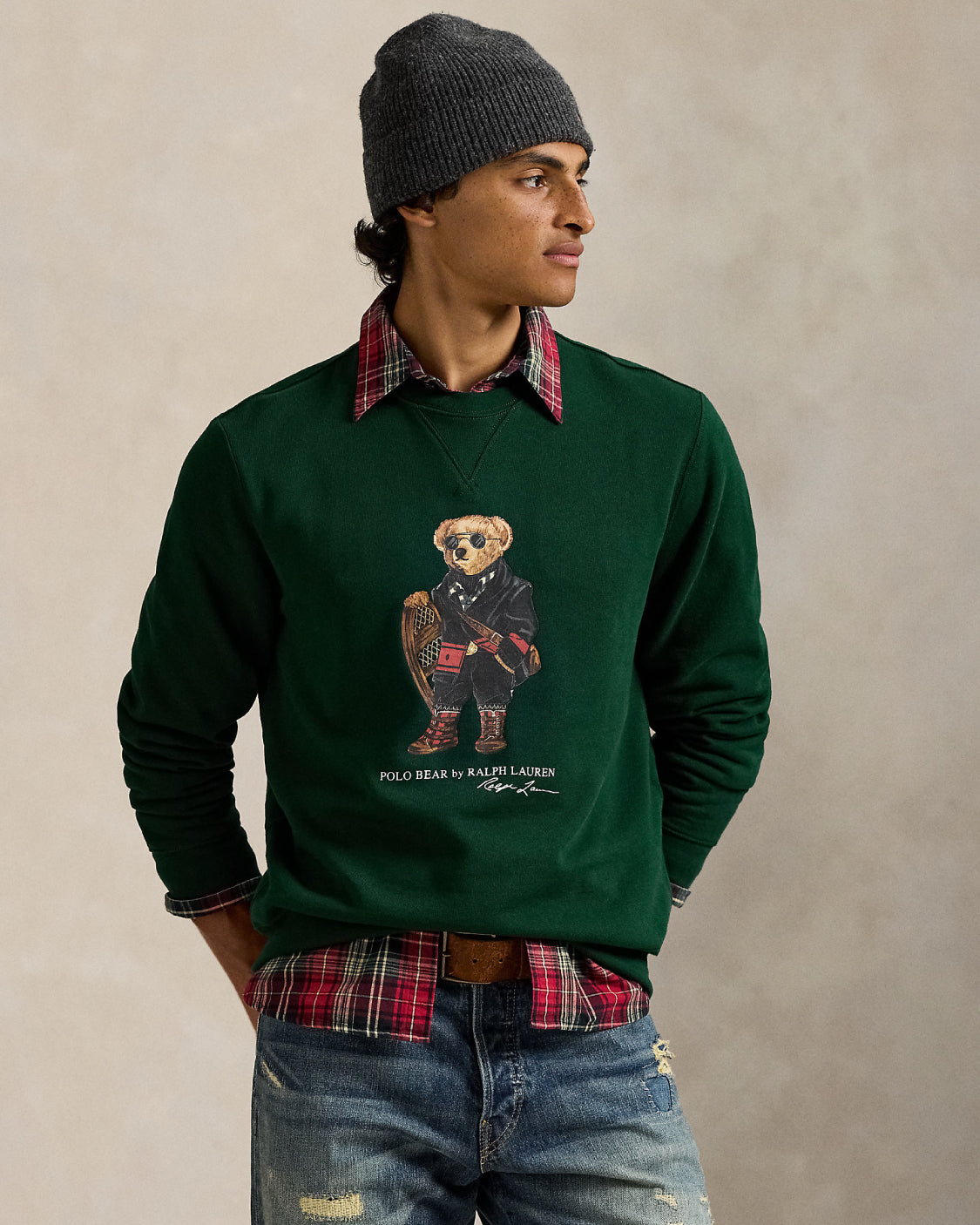 2026 New Arrival Felpa Girocollo con Polo Bear Verde