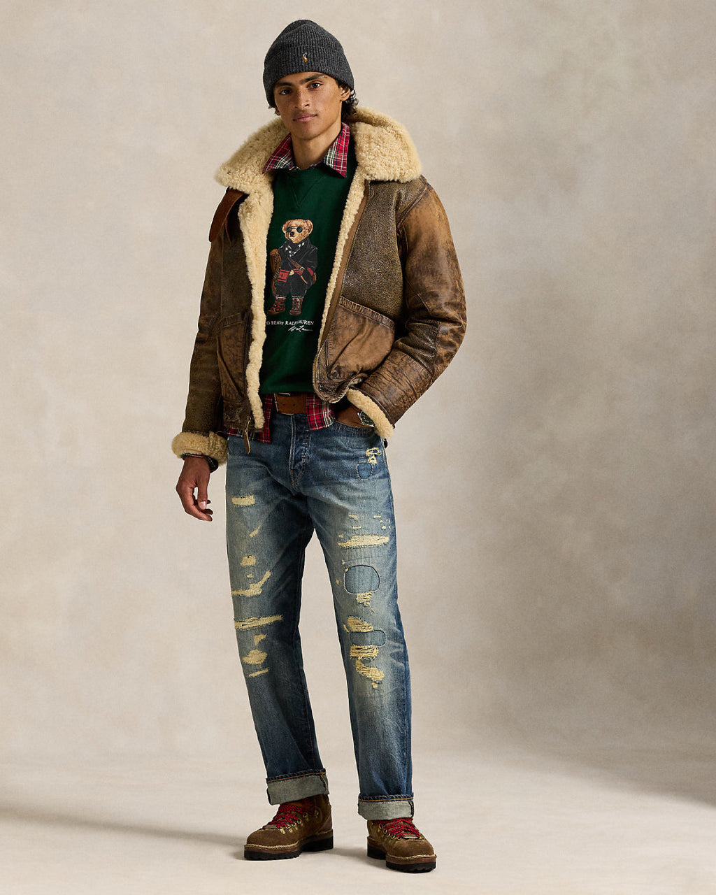 2026 New Arrival Felpa Girocollo con Polo Bear Verde