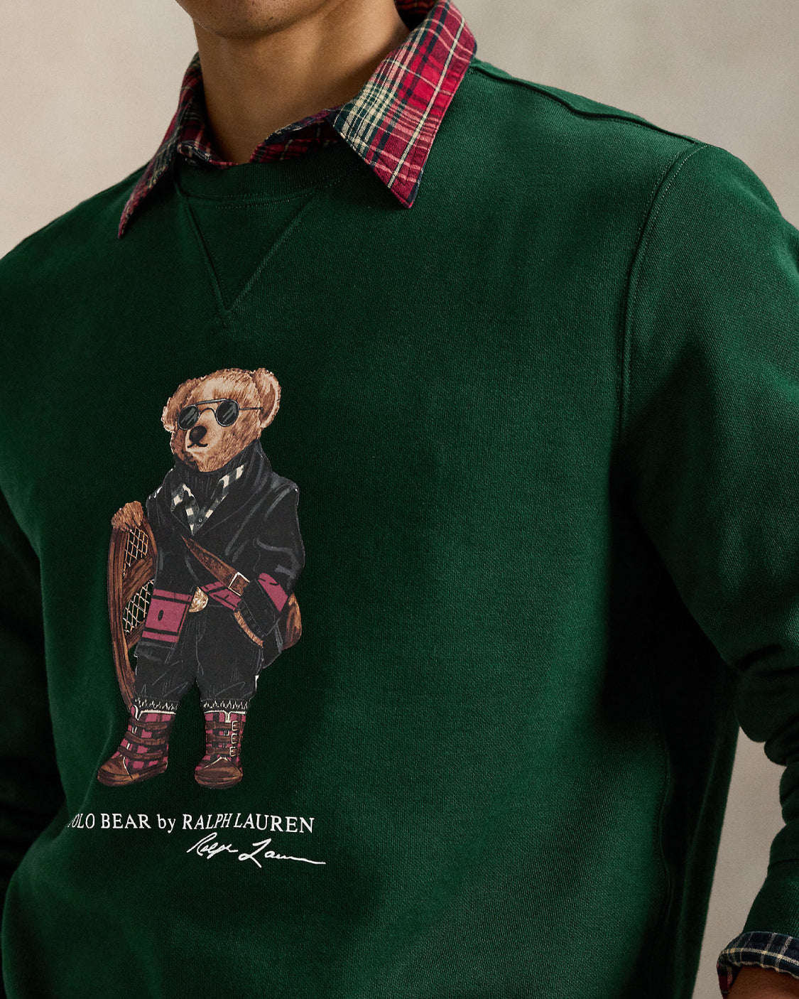 2026 New Arrival Felpa Girocollo con Polo Bear Verde