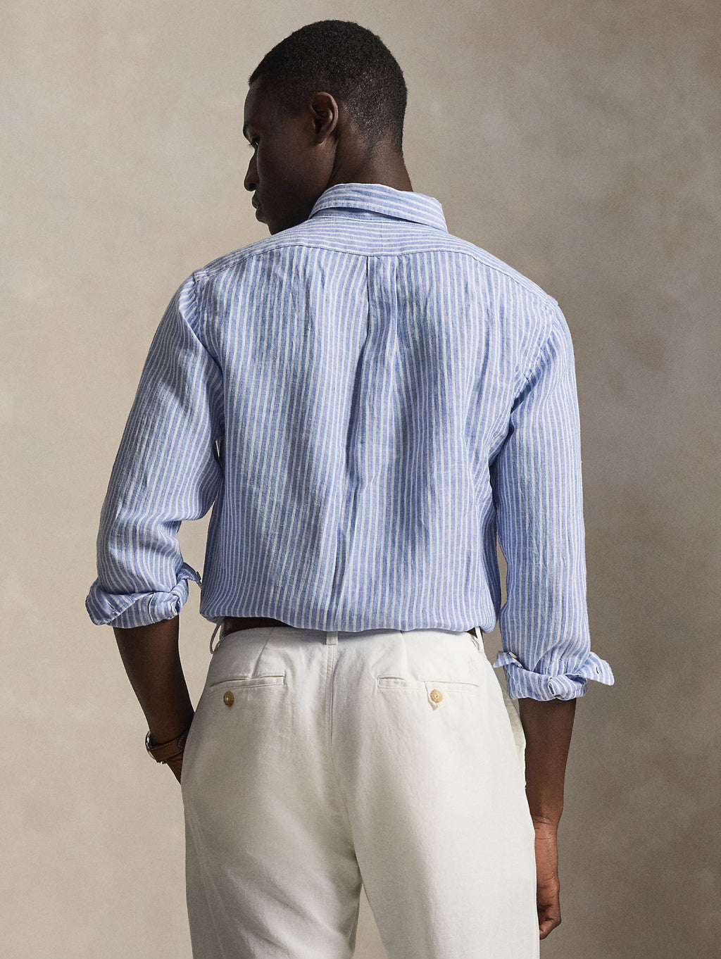 2026 New Arrival Camicia in Lino Custom Fit a Righe Blu/Bianco