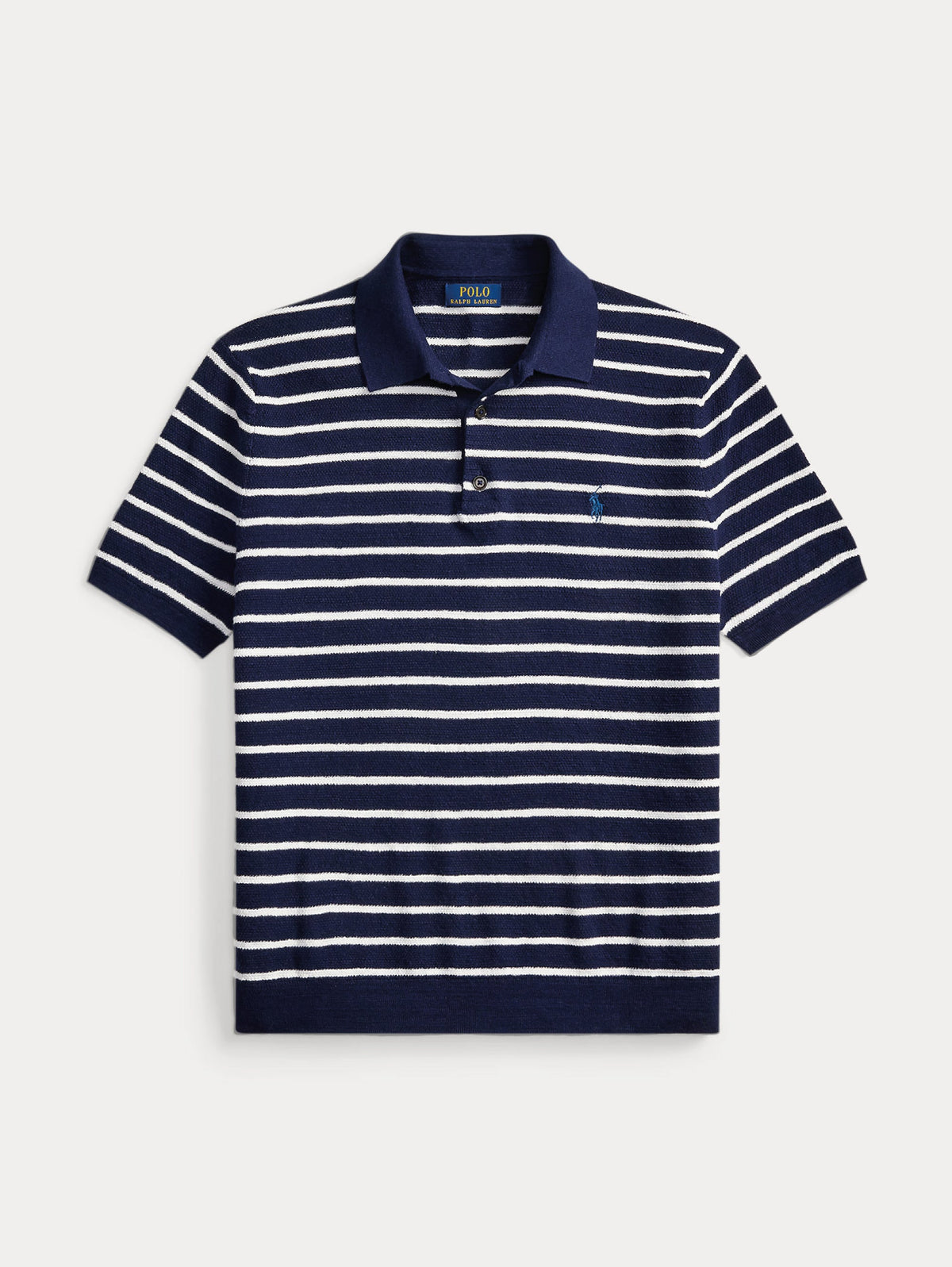 2026 New Arrival Polo in Maglia Regular Fit a Righe Blu/Bianco