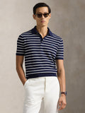 2026 New Arrival Polo in Maglia Regular Fit a Righe Blu/Bianco