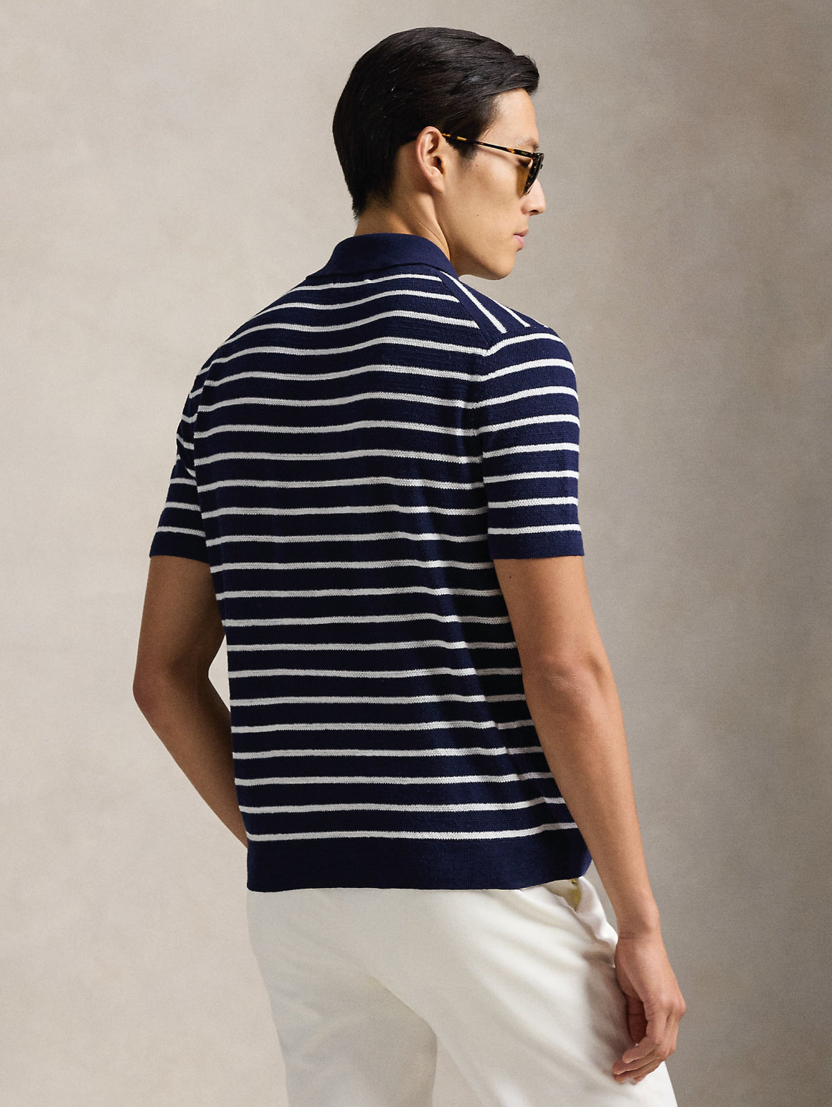 2026 New Arrival Polo in Maglia Regular Fit a Righe Blu/Bianco