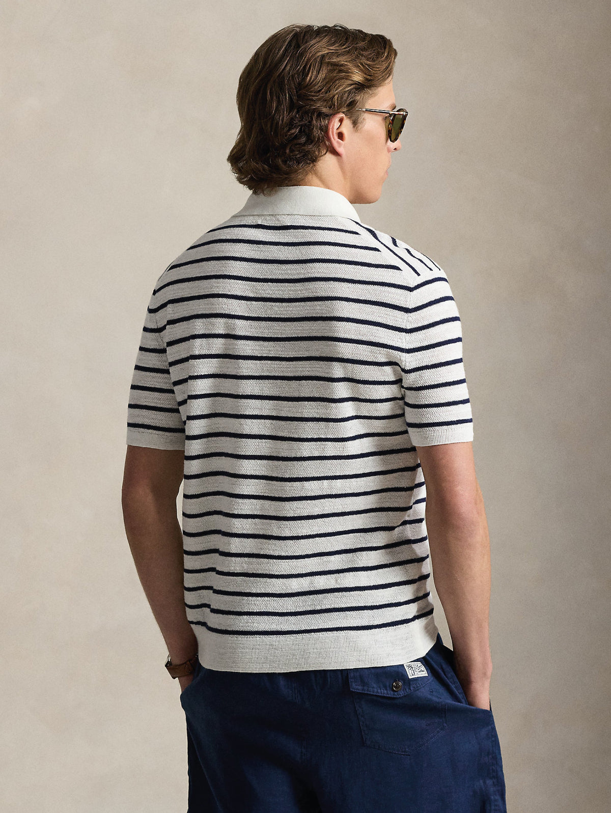 2026 New Arrival Polo in Maglia Regular Fit a Righe Bianco/Blu