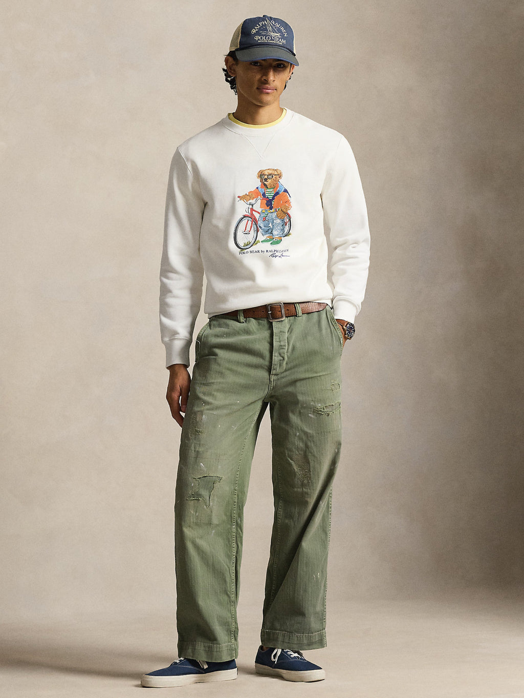 2026 New Arrival Felpa Girocollo con Polo Bear Bianco