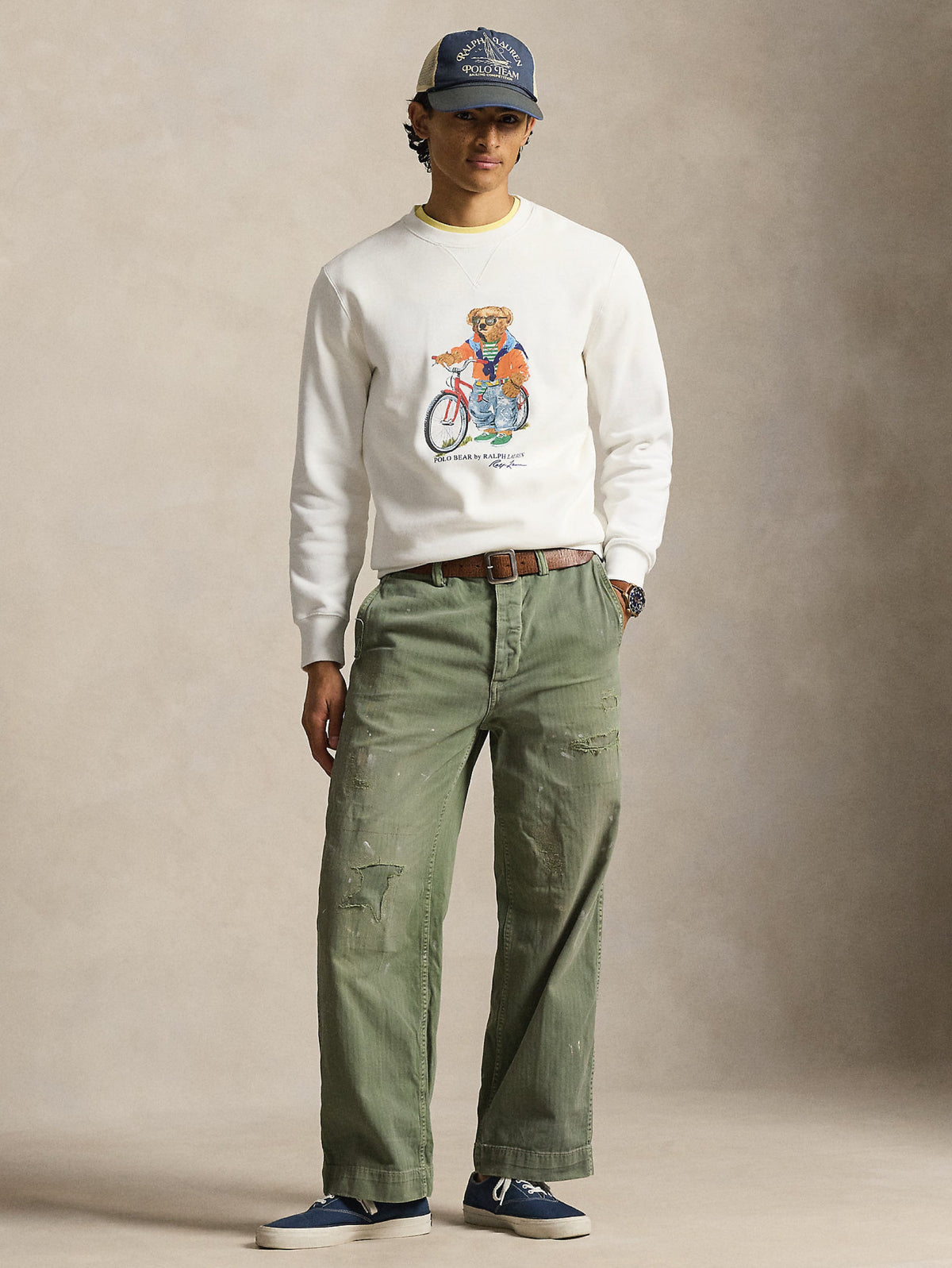 2026 New Arrival Felpa Girocollo con Polo Bear Bianco