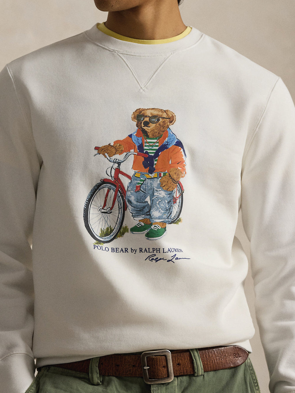 2026 New Arrival Felpa Girocollo con Polo Bear Bianco