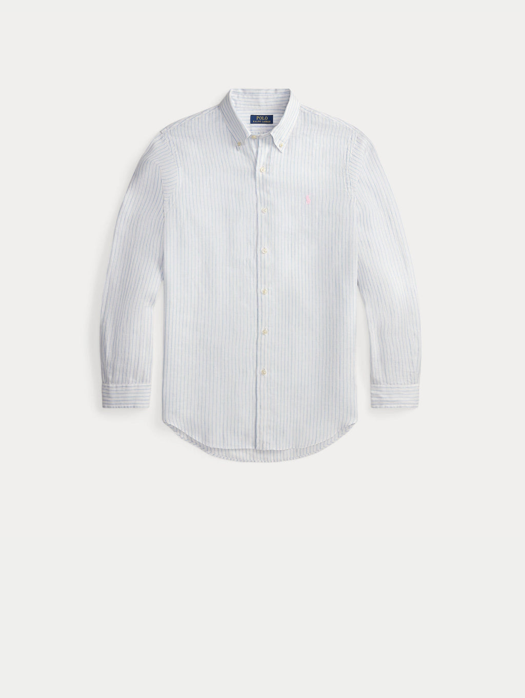2026 New Arrival Camicia in Lino Custom Fit a Righe Bianco/Celeste