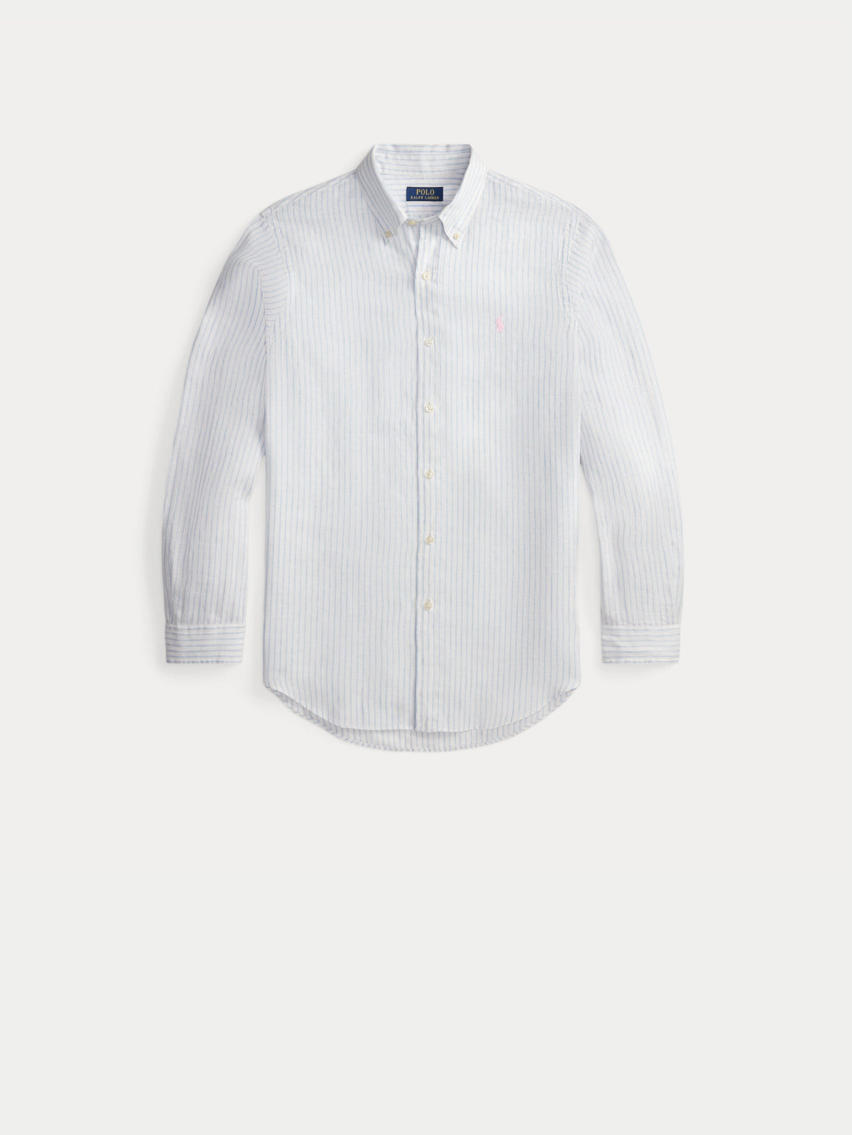 2026 New Arrival Camicia in Lino Custom Fit a Righe Bianco/Celeste