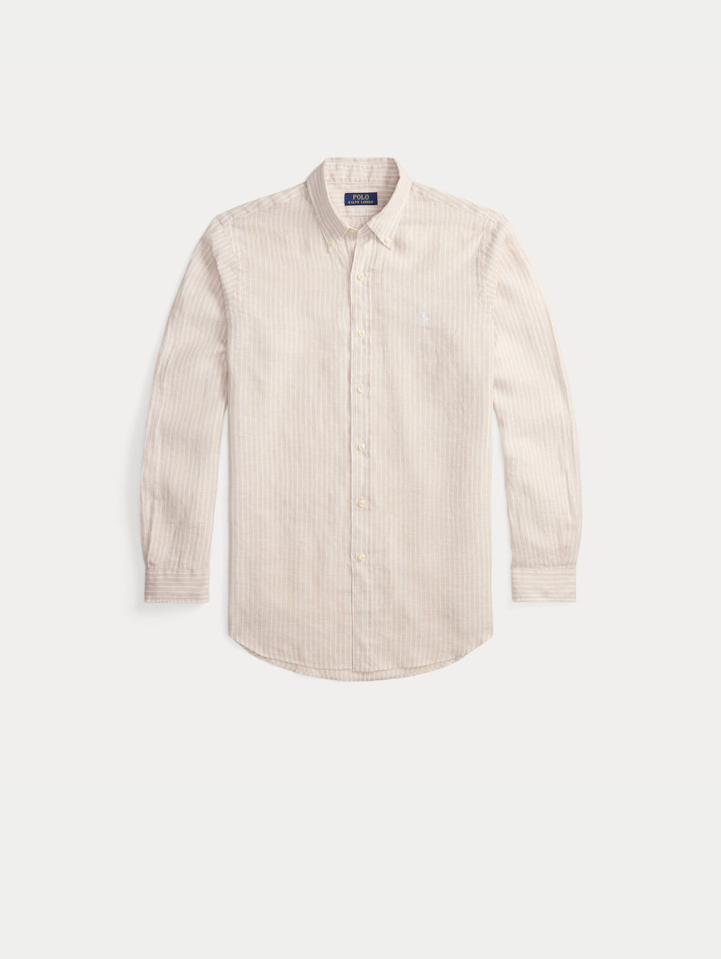 2026 New Arrival Camicia in Lino Custom Fit a Righe Beige/Bianco