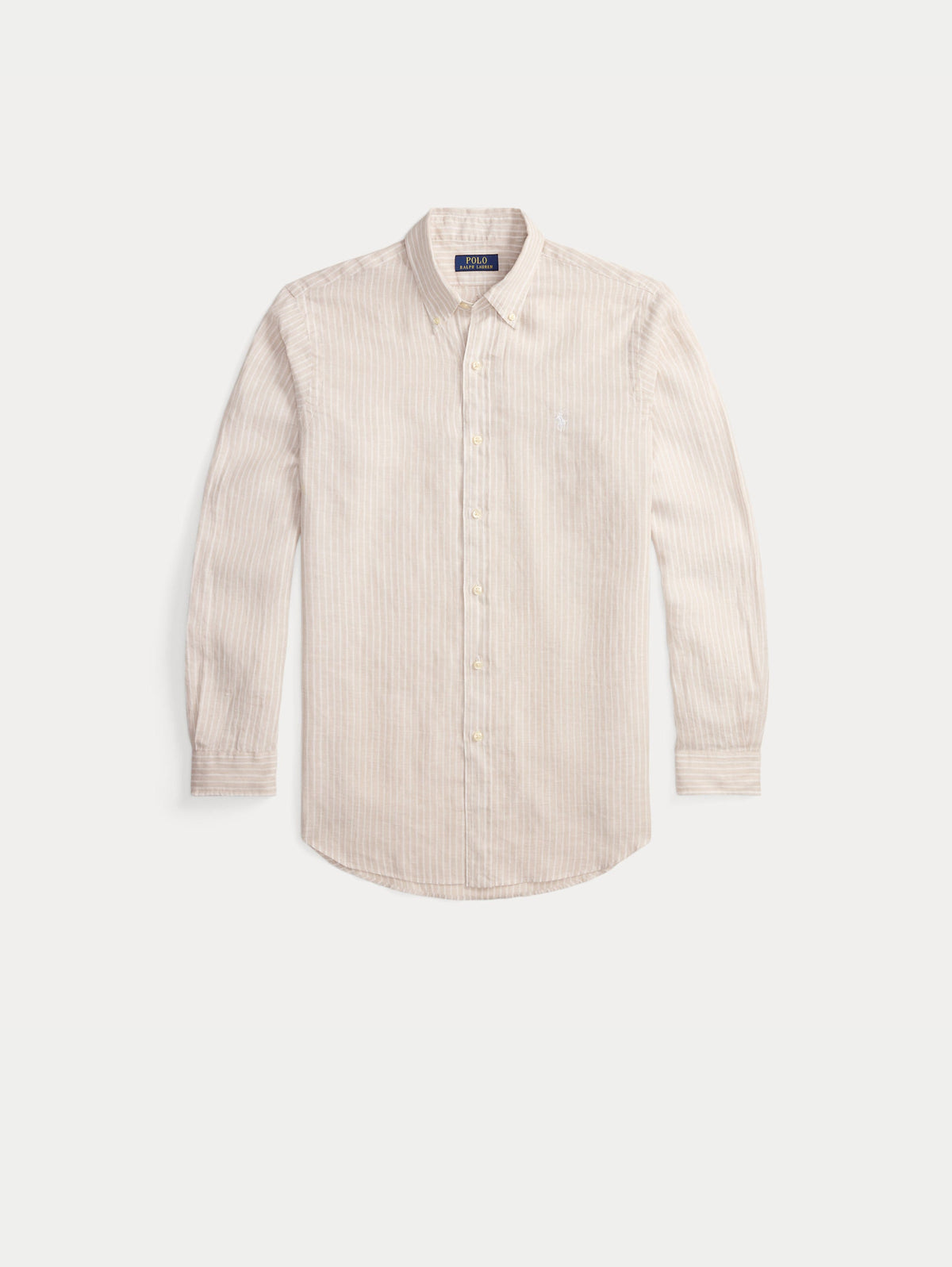 2026 New Arrival Camicia in Lino Custom Fit a Righe Beige/Bianco