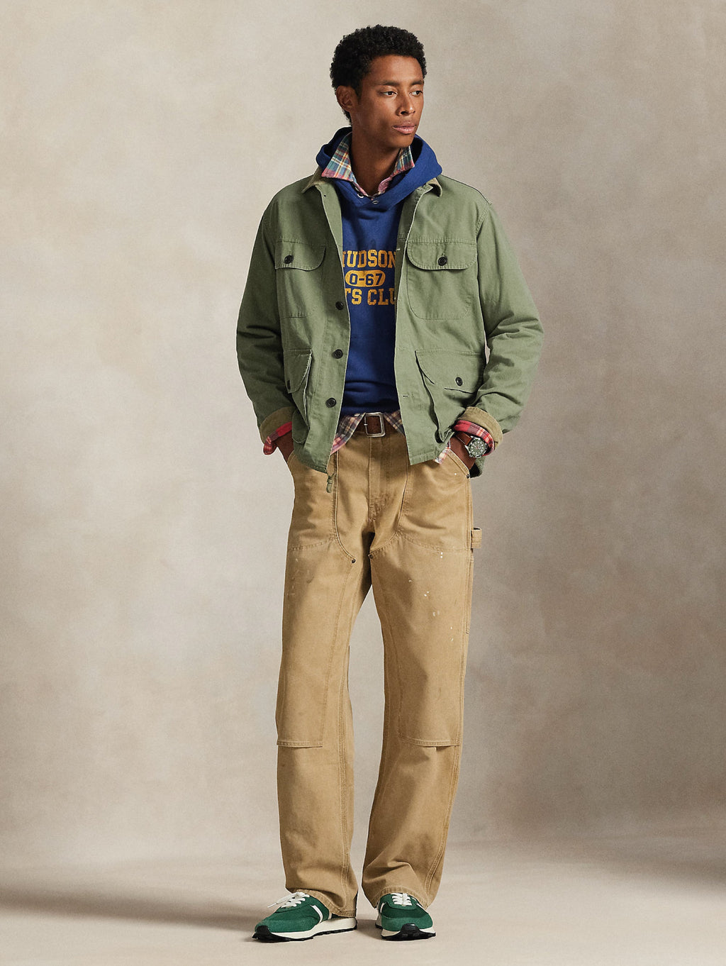 2026 New Arrival Overshirt in Cotone Canvas Vintage Verde
