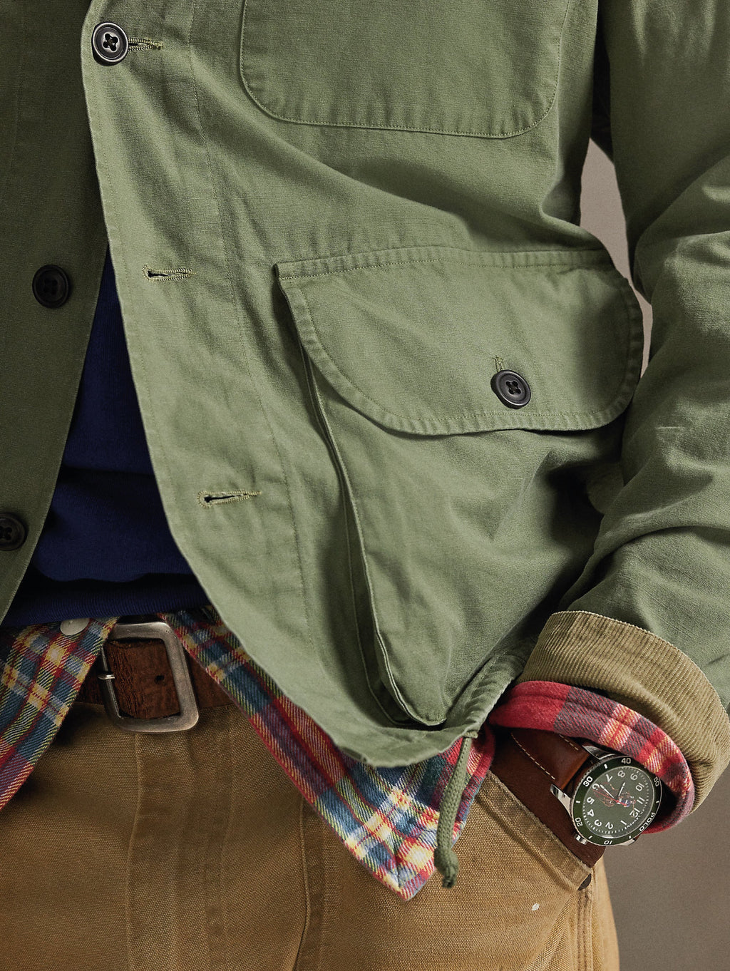2026 New Arrival Overshirt in Cotone Canvas Vintage Verde