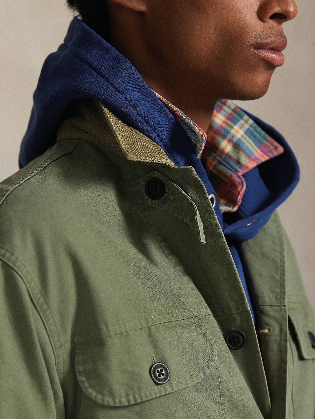 2026 New Arrival Overshirt in Cotone Canvas Vintage Verde