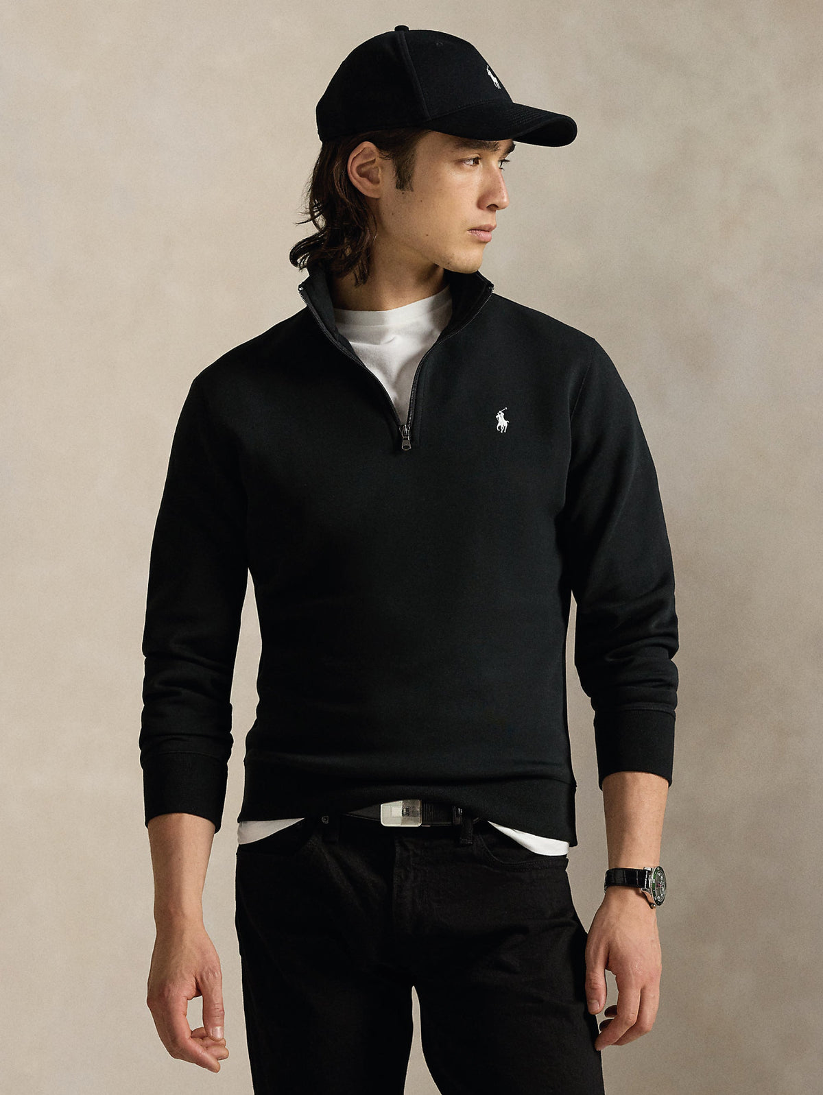 2026 New Arrival Felpa in Maglia Doppia con Mezza Zip Nero