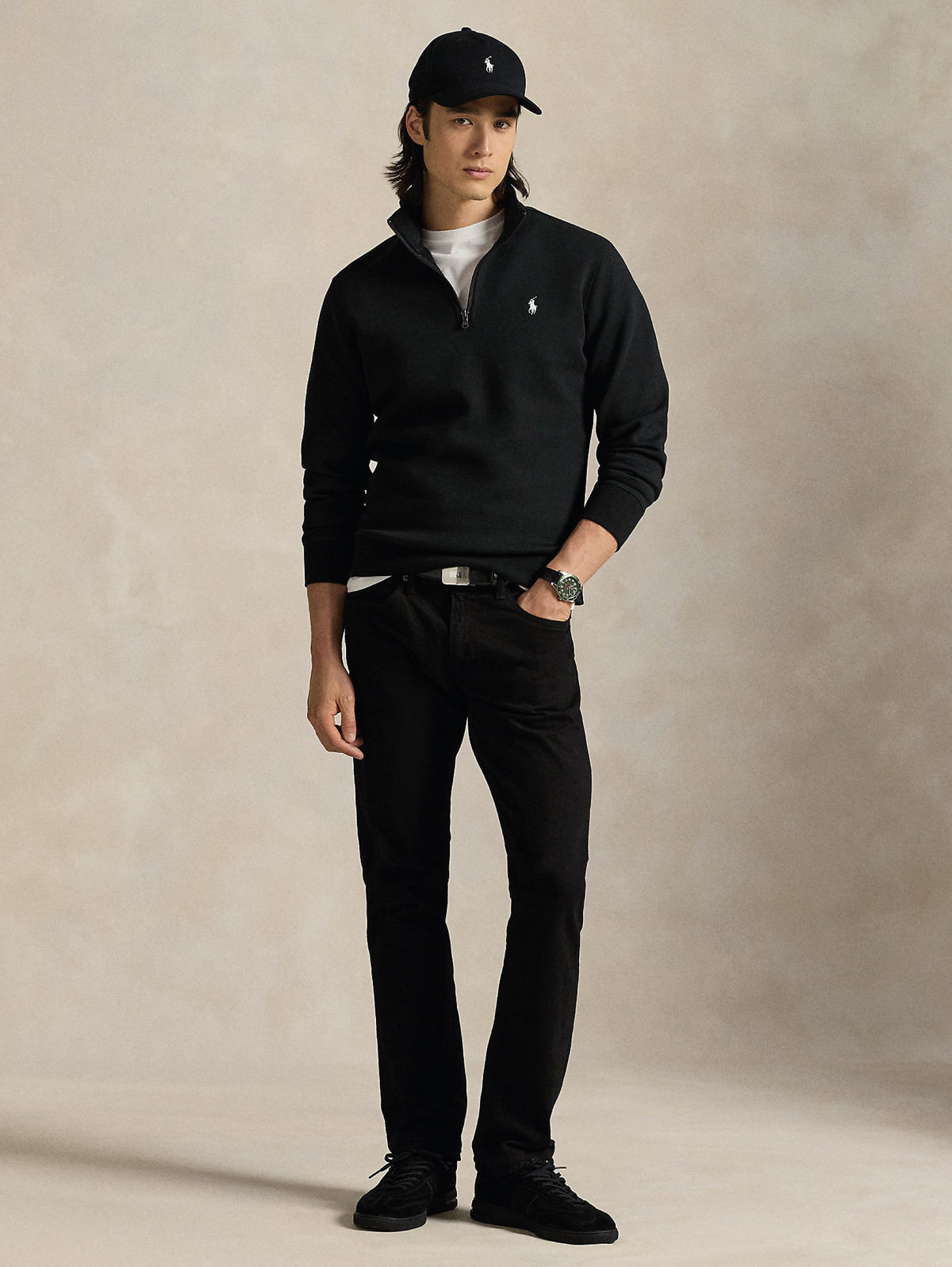 2026 New Arrival Felpa in Maglia Doppia con Mezza Zip Nero