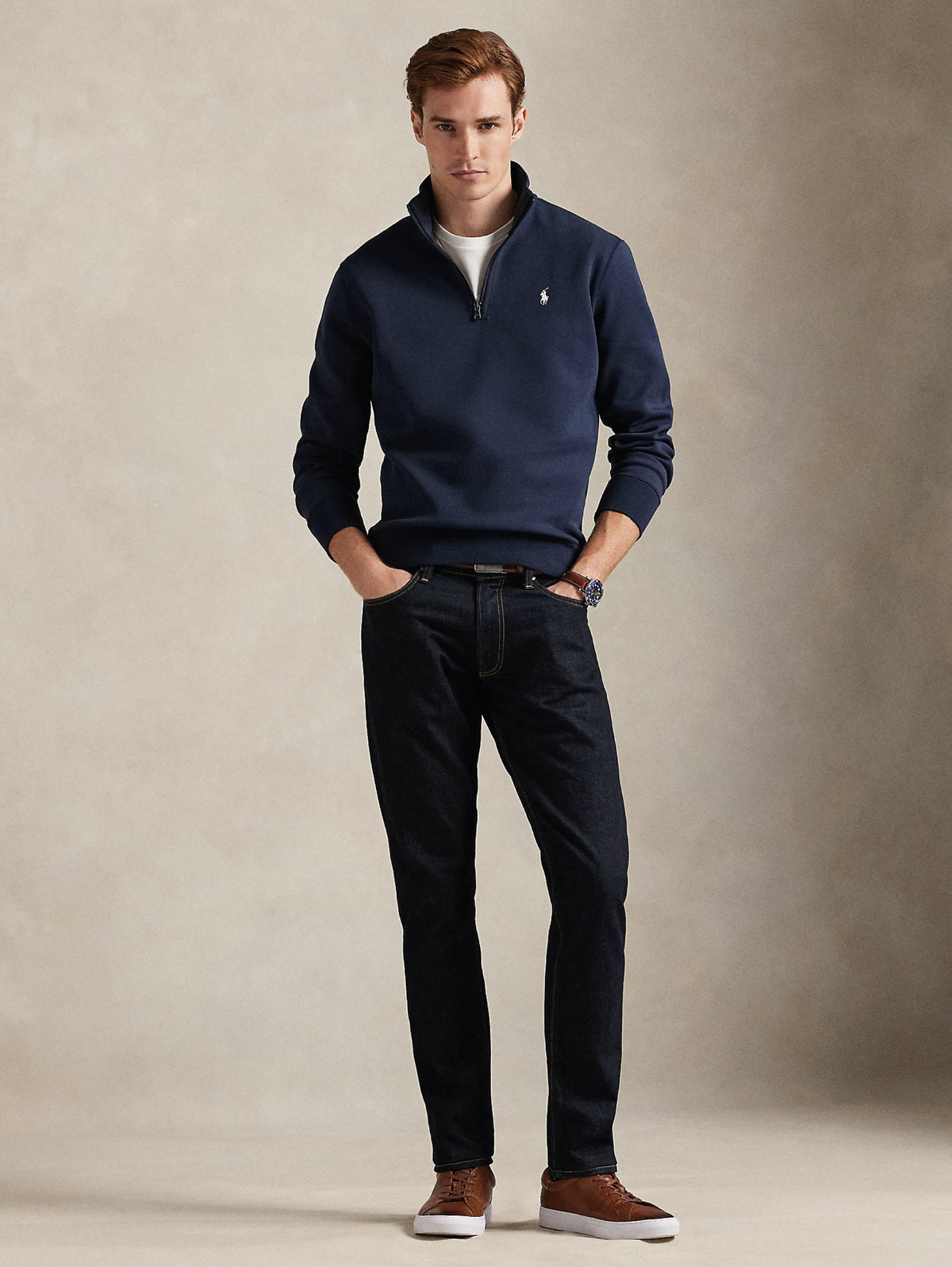 2026 New Arrival Felpa in Maglia Doppia con Mezza Zip Blu