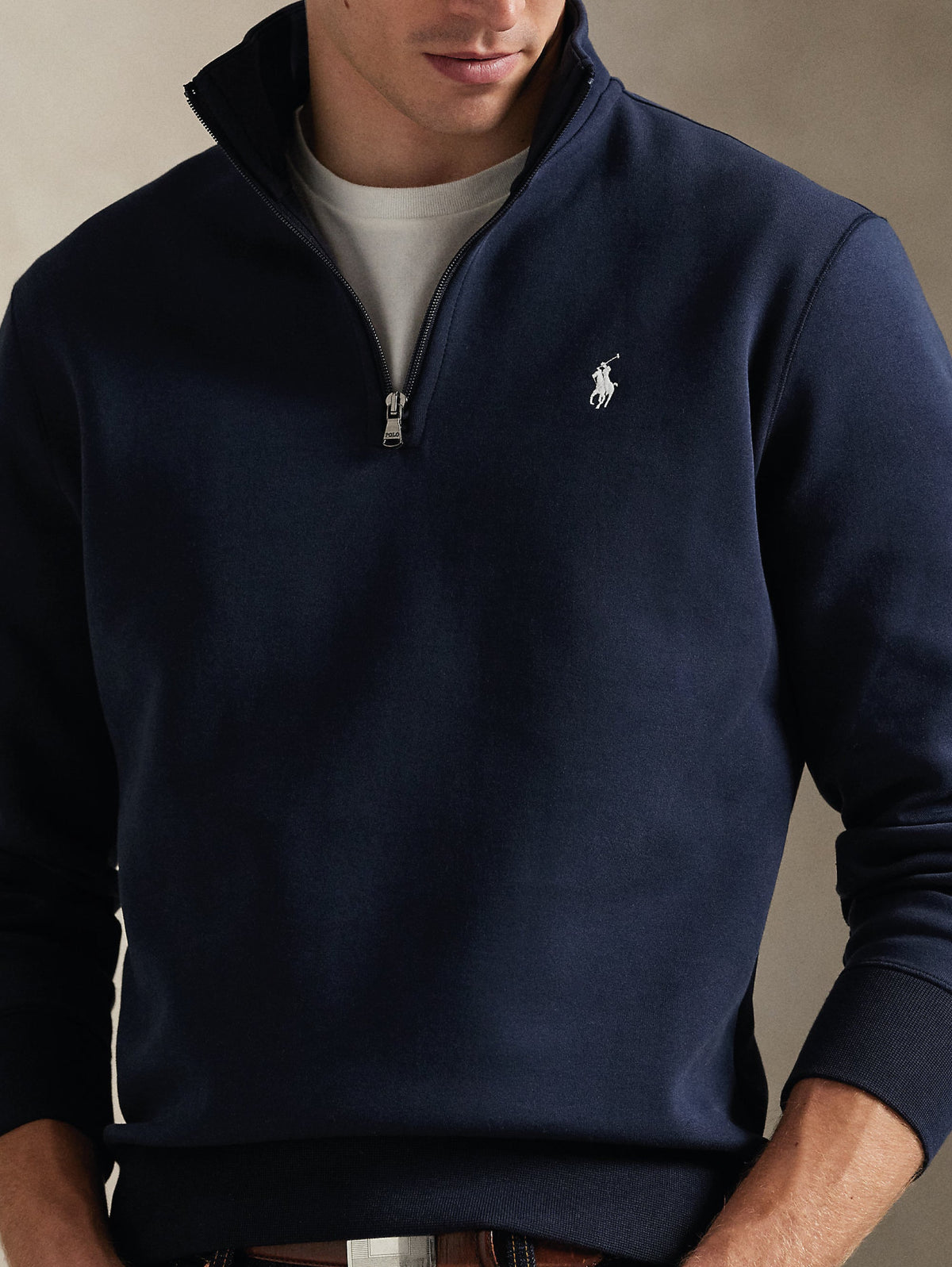 2026 New Arrival Felpa in Maglia Doppia con Mezza Zip Blu