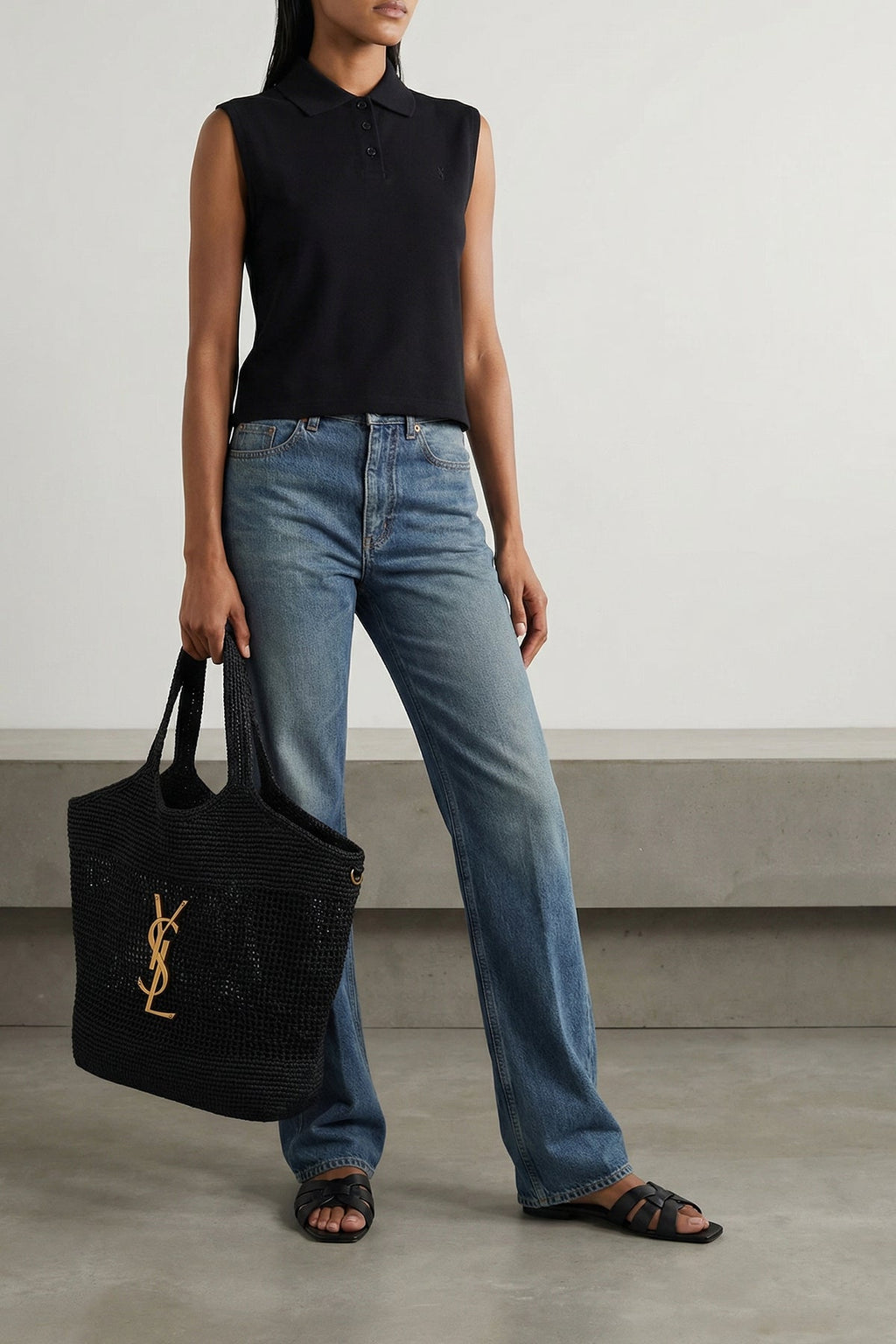 2026 New Arrival icare shopping bag in natural raffia and hand-crocheted vegetable tanned leath