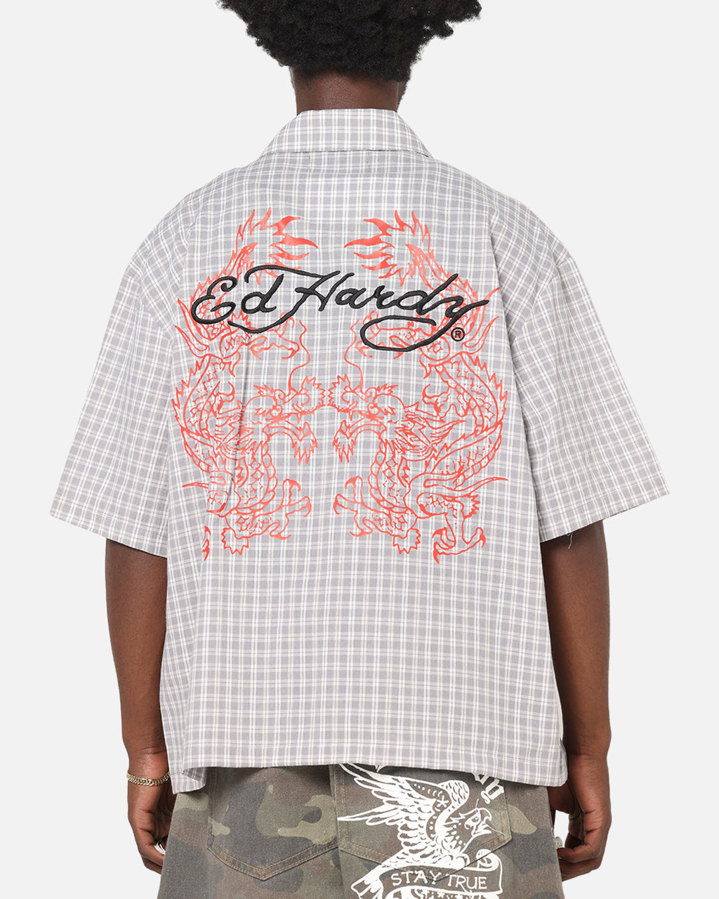 New Products Ed Hardy Dragon Zip Shirt Grey/White