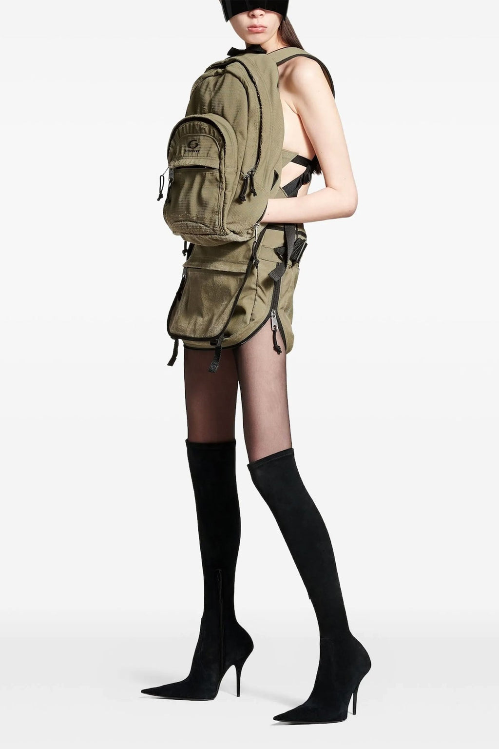 2026 New Arrival bag mini skirt in nylon canvas style trompe loeil backpack