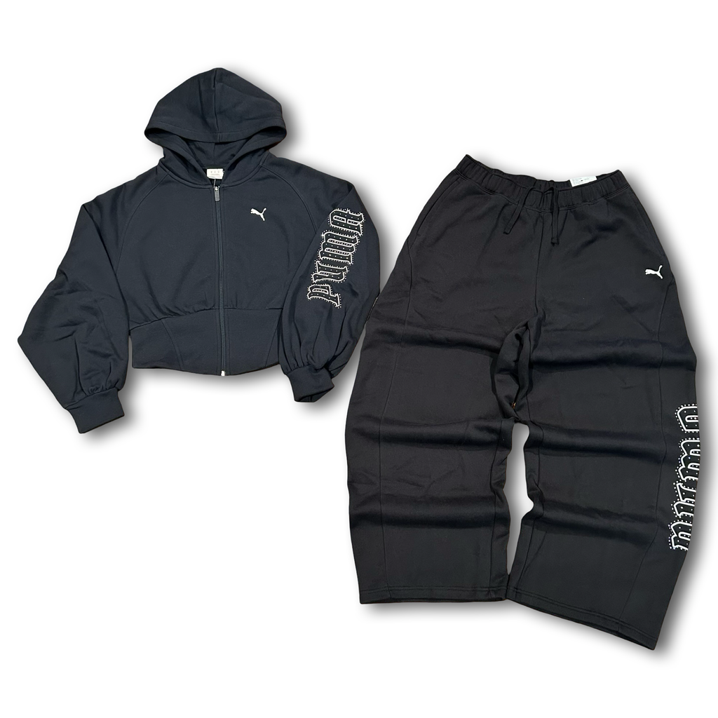 Top Seller Puma  STREET GLAM BEDAZZLED HOODIE SWEATSUIT WOMEN ’s -PUMA BLACK