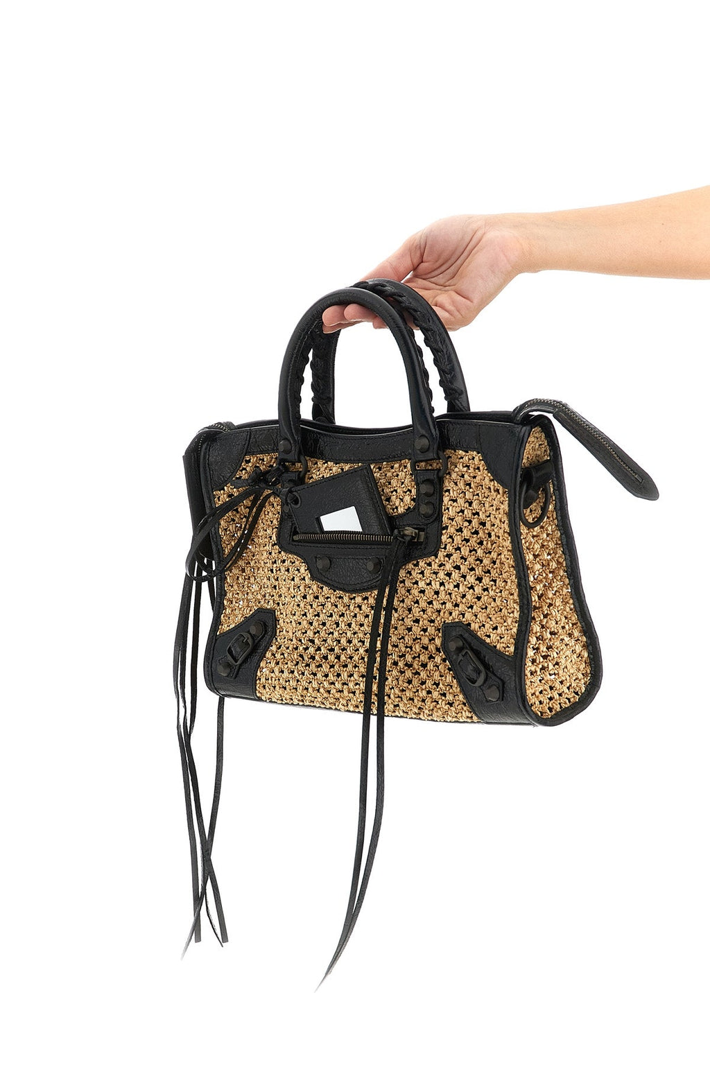 2026 New Arrival le city s handbag in perforated woven raffia and arena lambskin