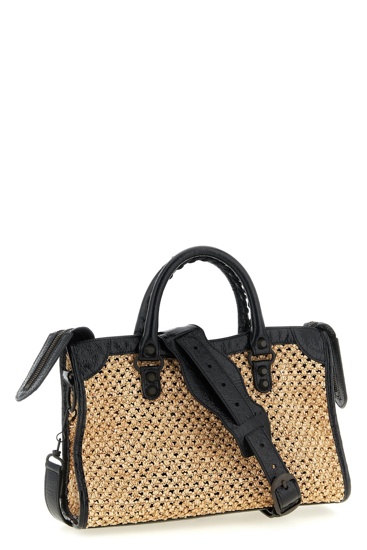 2026 New Arrival le city s handbag in perforated woven raffia and arena lambskin