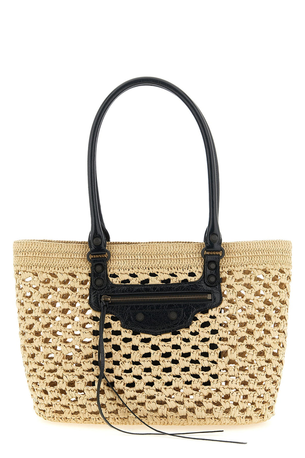 2026 New Arrival le city shoulder bag in woven raffia effect fabric and arena lambskin