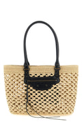 2026 New Arrival le city shoulder bag in woven raffia effect fabric and arena lambskin