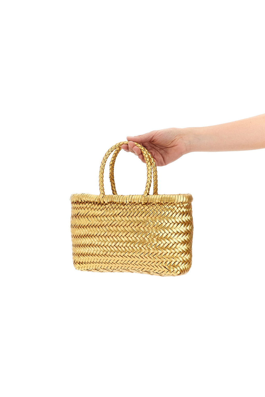 2026 New Arrival hand-woven  flat gora mini handbag in hand-woven buffalo leather characterized