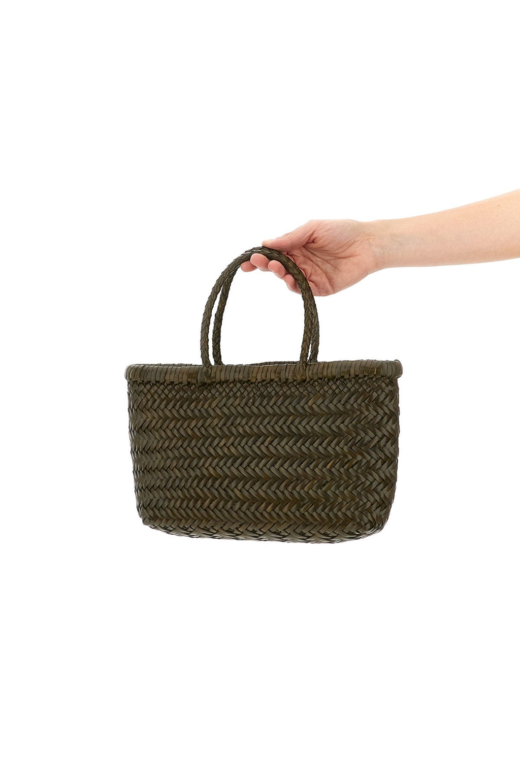 2026 New Arrival hand-woven  flat gora mini handbag in hand-woven buffalo leather characterized