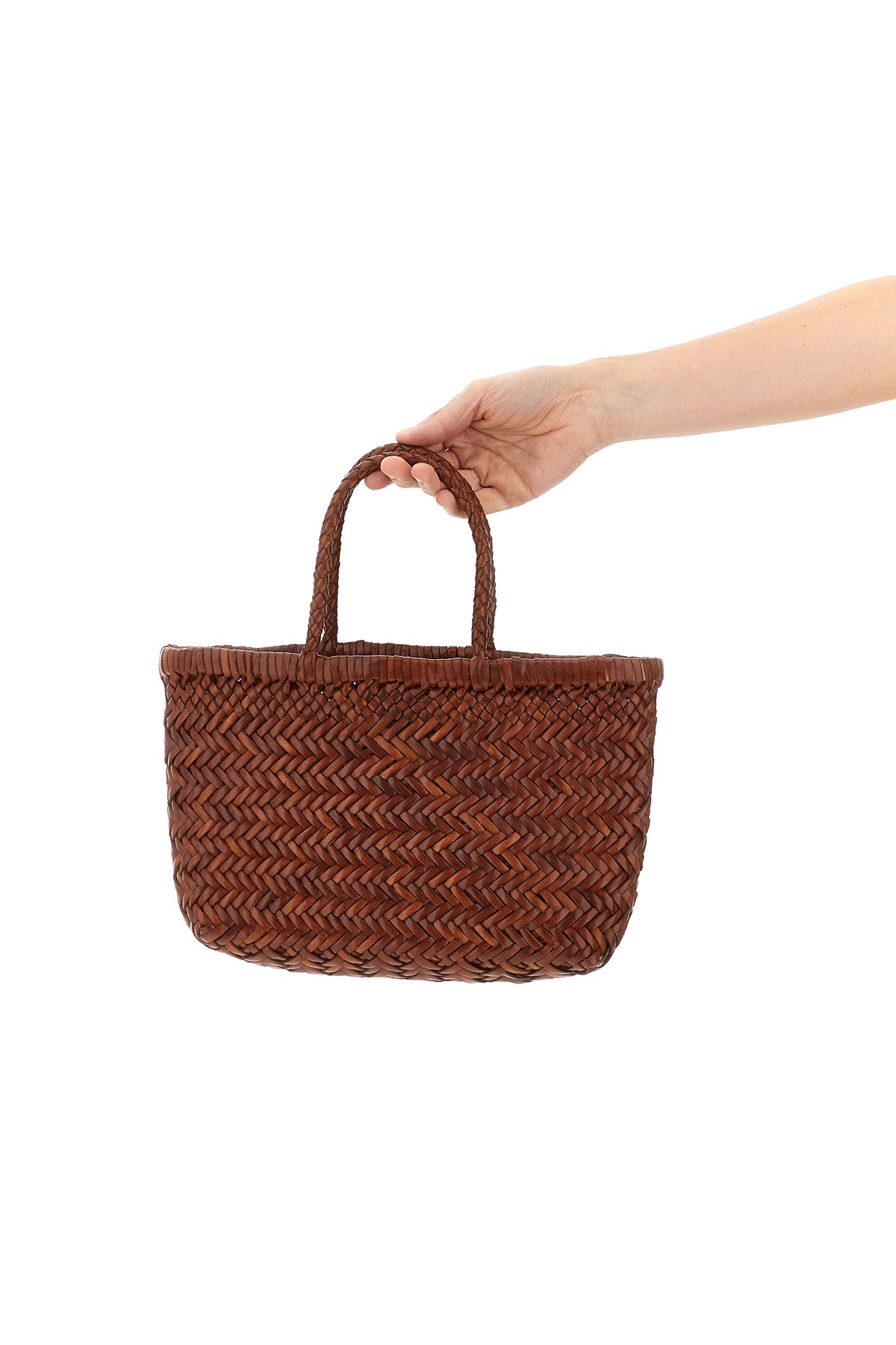 2026 New Arrival hand-woven  flat gora mini handbag in hand-woven buffalo leather characterized