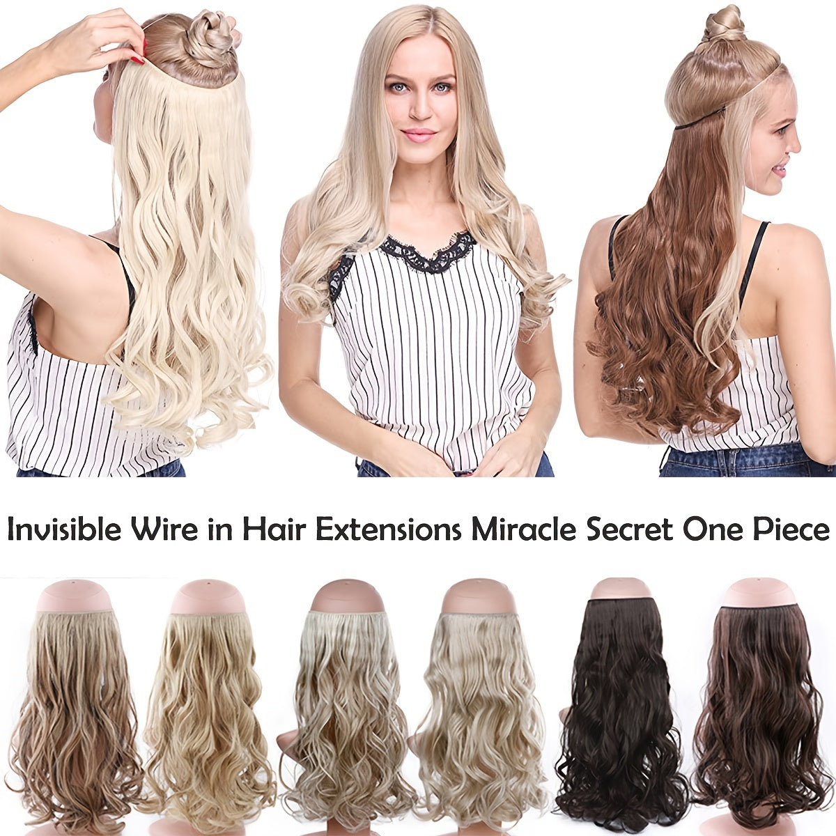 Great sales Hair Extensions Invisible Hair Extensions Secret Hidden Wire Long Curly Hair Pieces For Women Synthetic