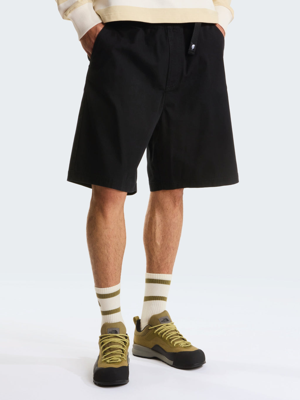 Pantaloncini Baggy in Cotone con Cinta Nero
