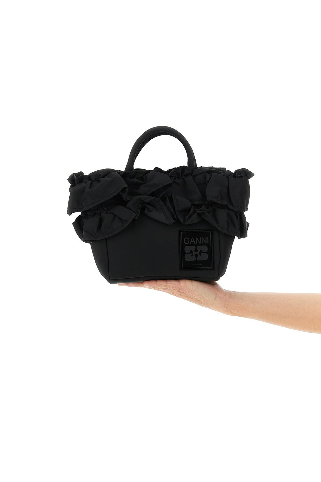 2026 New Arrival mini shopper ruffle handbag in technical fabric
