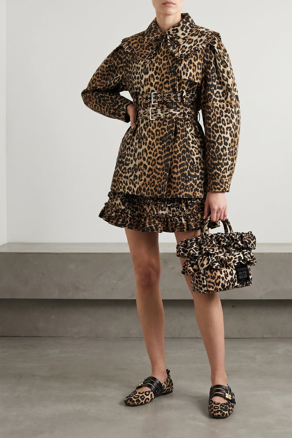 2026 New Arrival mini shopper ruffle print handbag in animal print technical fabric