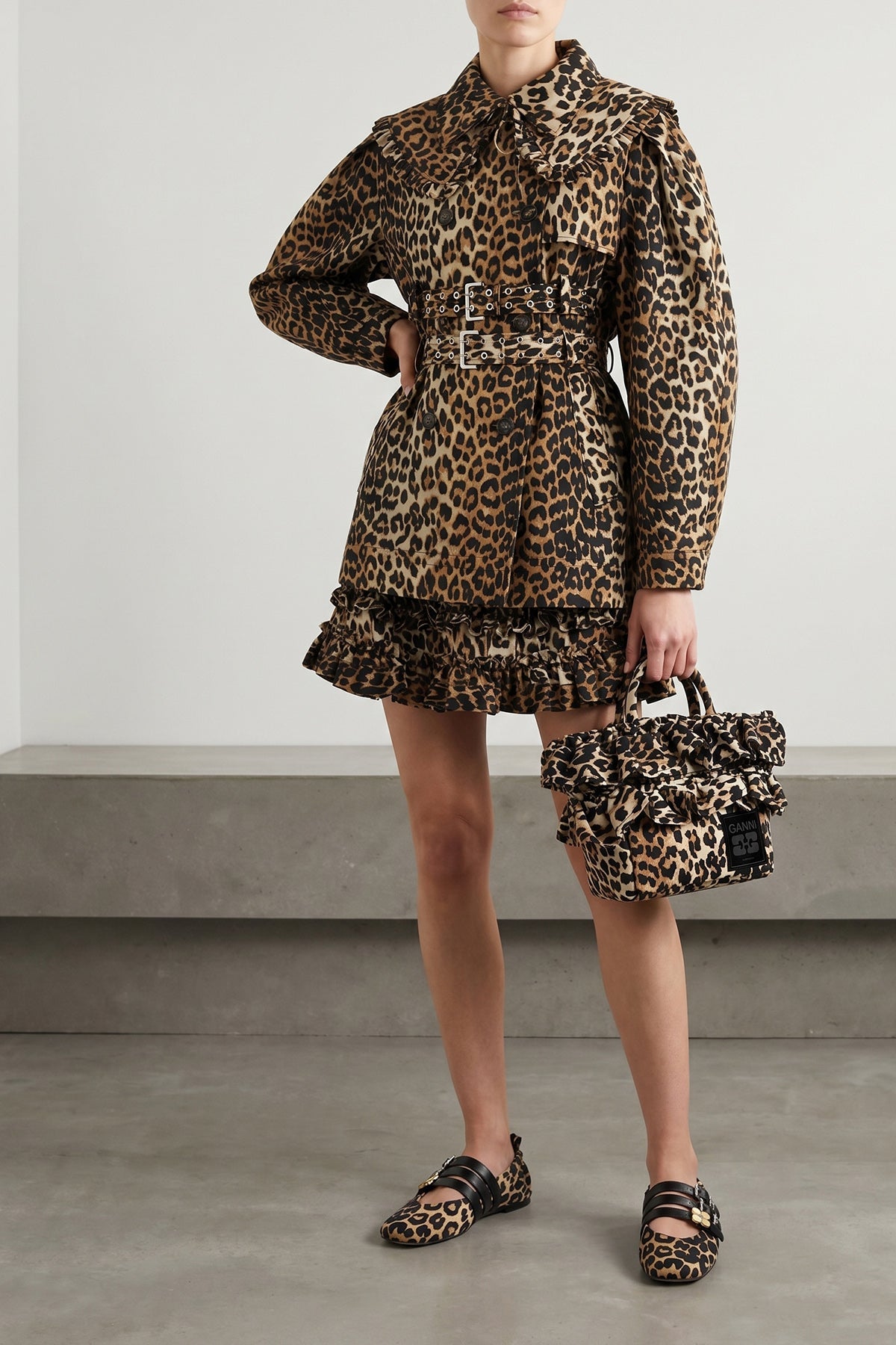 2026 New Arrival mini shopper ruffle print handbag in animal print technical fabric